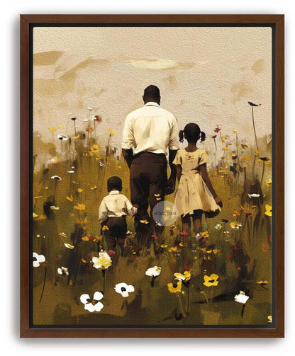 Black Father Daughter Son Canvas, Fathers Day Gift