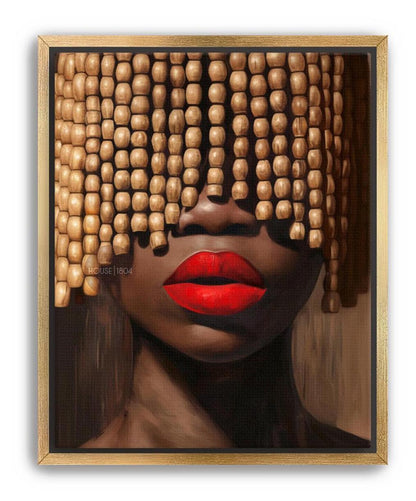 Black Woman Art Print: Beaded Headpiece Wall Art, Bold Black Woman Wall Art, Black Interior Design Print, African American Canvas Decor