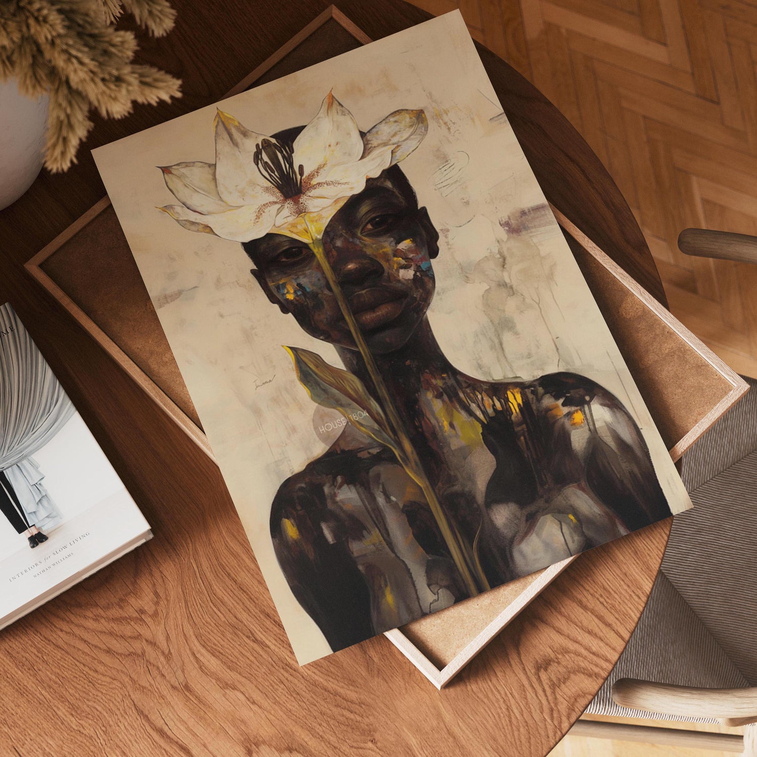 Abstract Black Woman Floral Canvas Art Print