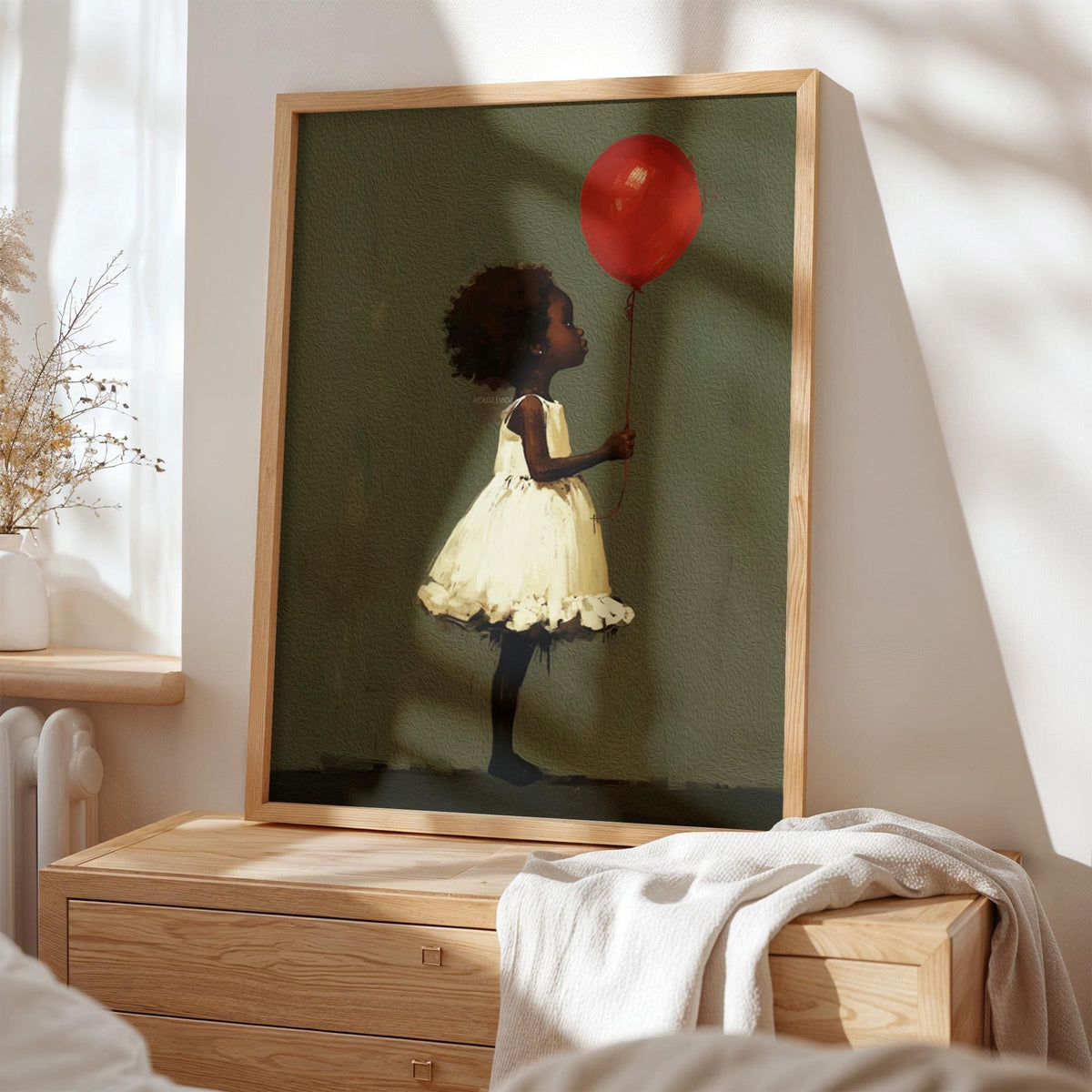 Black Girl Art, Whimsical Balloon Print | Paper Or Canvas, Nursery Wall Decor - Multiple Sizes