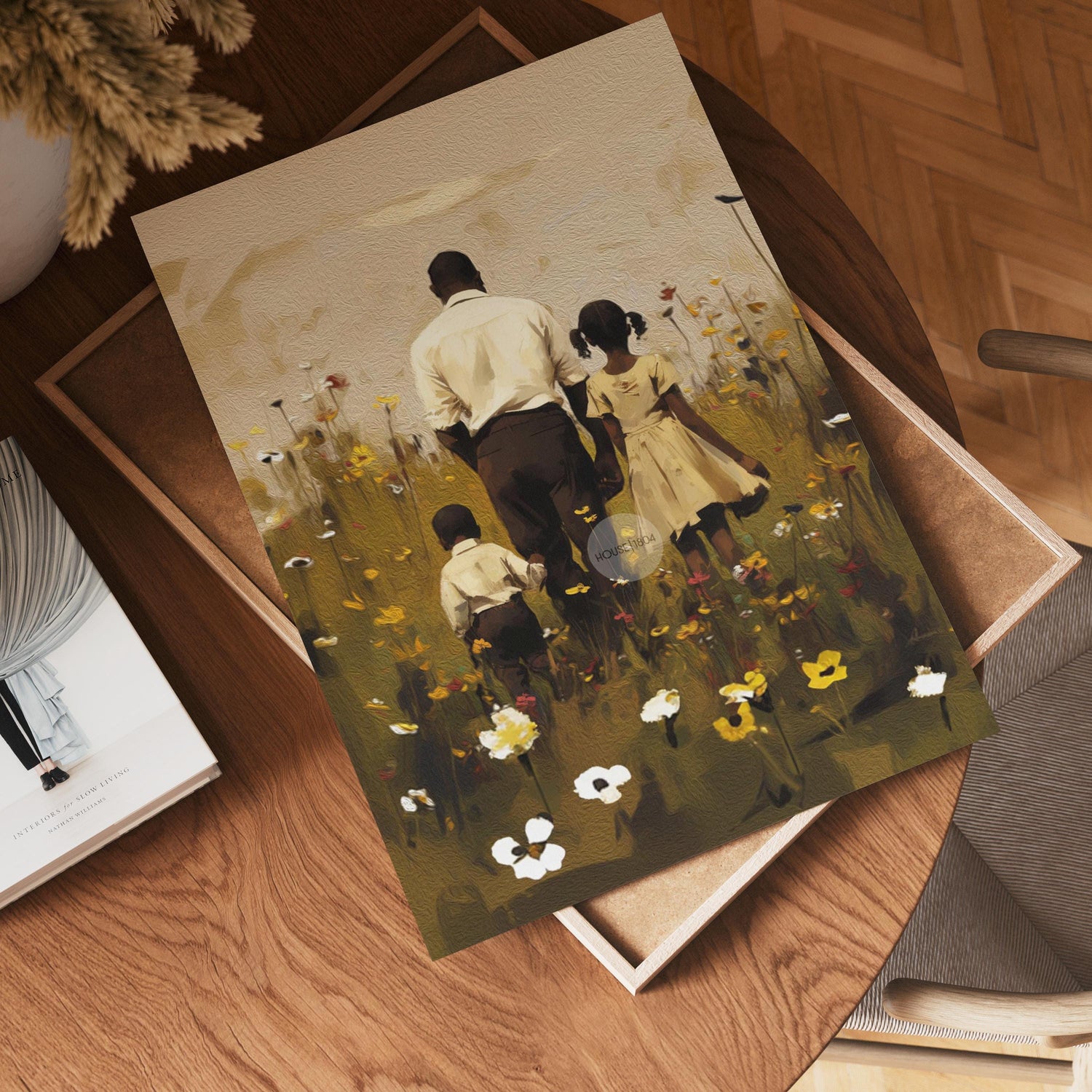 Black Father Daughter Son Canvas, Fathers Day Gift