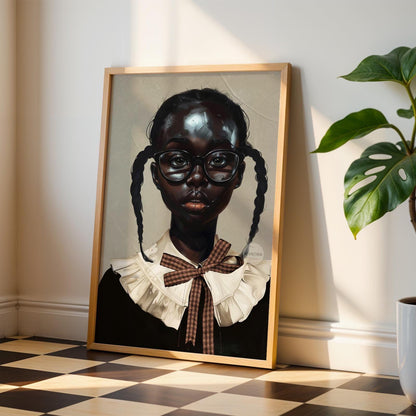 Black Girl Art Print | School Girl Framed Canvas Wall Art