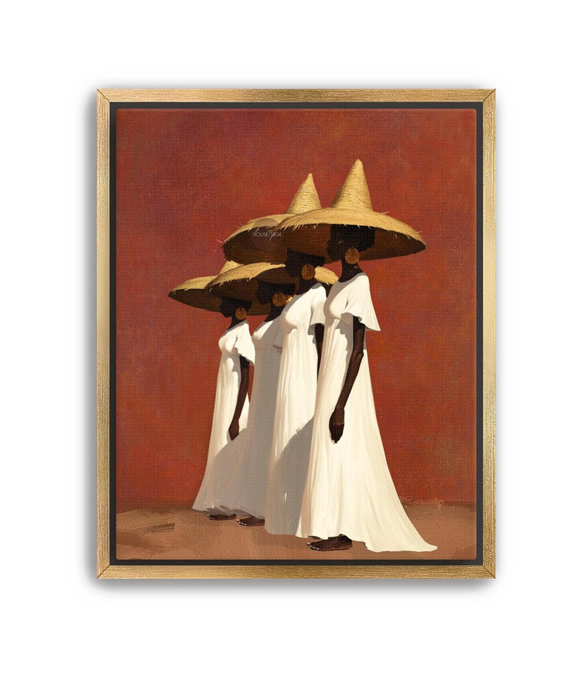 Afrocentric Women Canvas Art, Boho Sister Girl Friends Minimalist Canvas Print