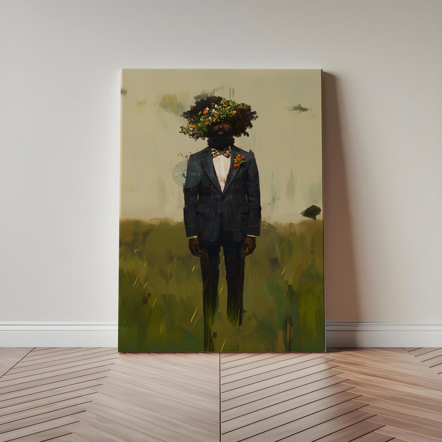 Black Man Flowers Minimalist Print