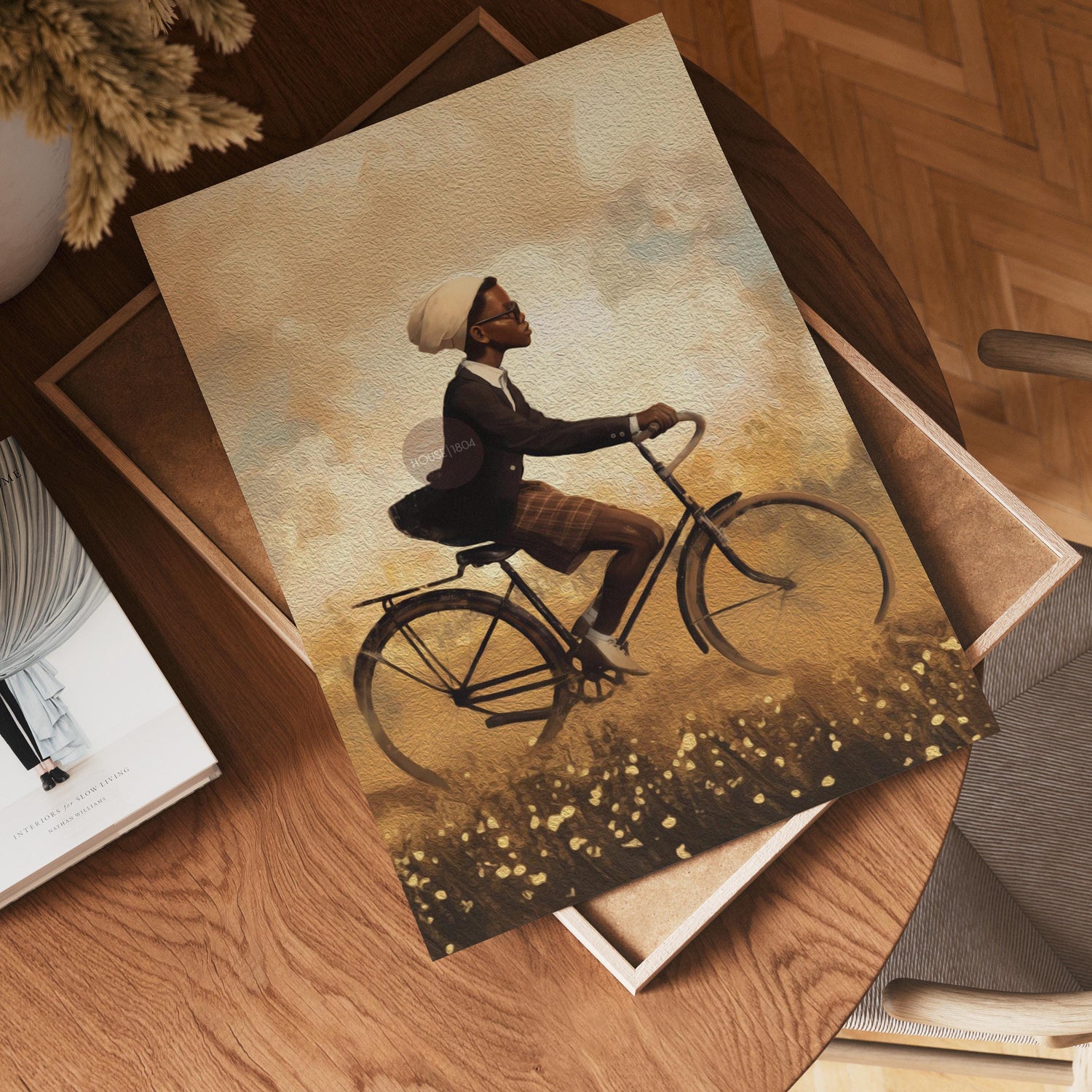 Black Boy Whimsical Framed Canvas Art