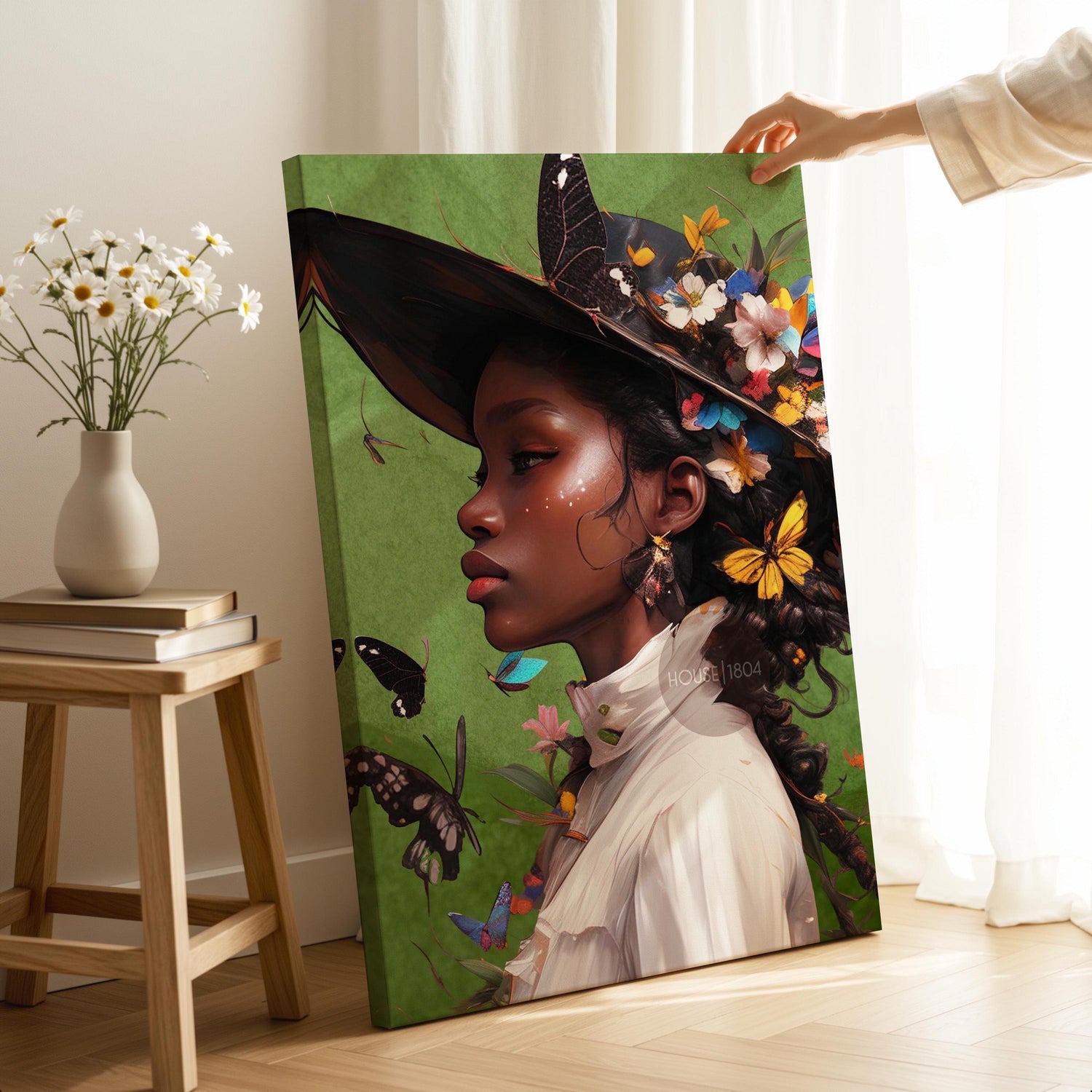 Colorful Black Woman Framed Canvas Wall Art Print