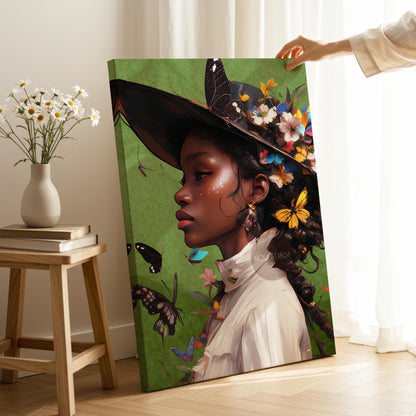 Colorful Black Woman Framed Canvas Wall Art Print