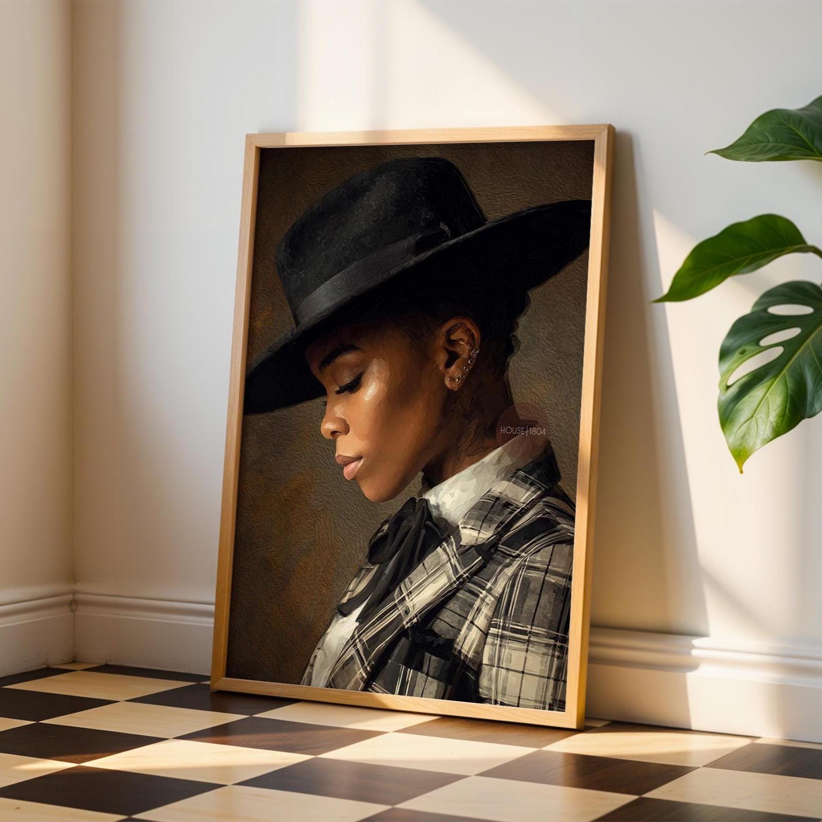 Black Woman Dandy Art - Afrocentric Wall Art | Vibrant Bohemian Dandy Artwork Canvas