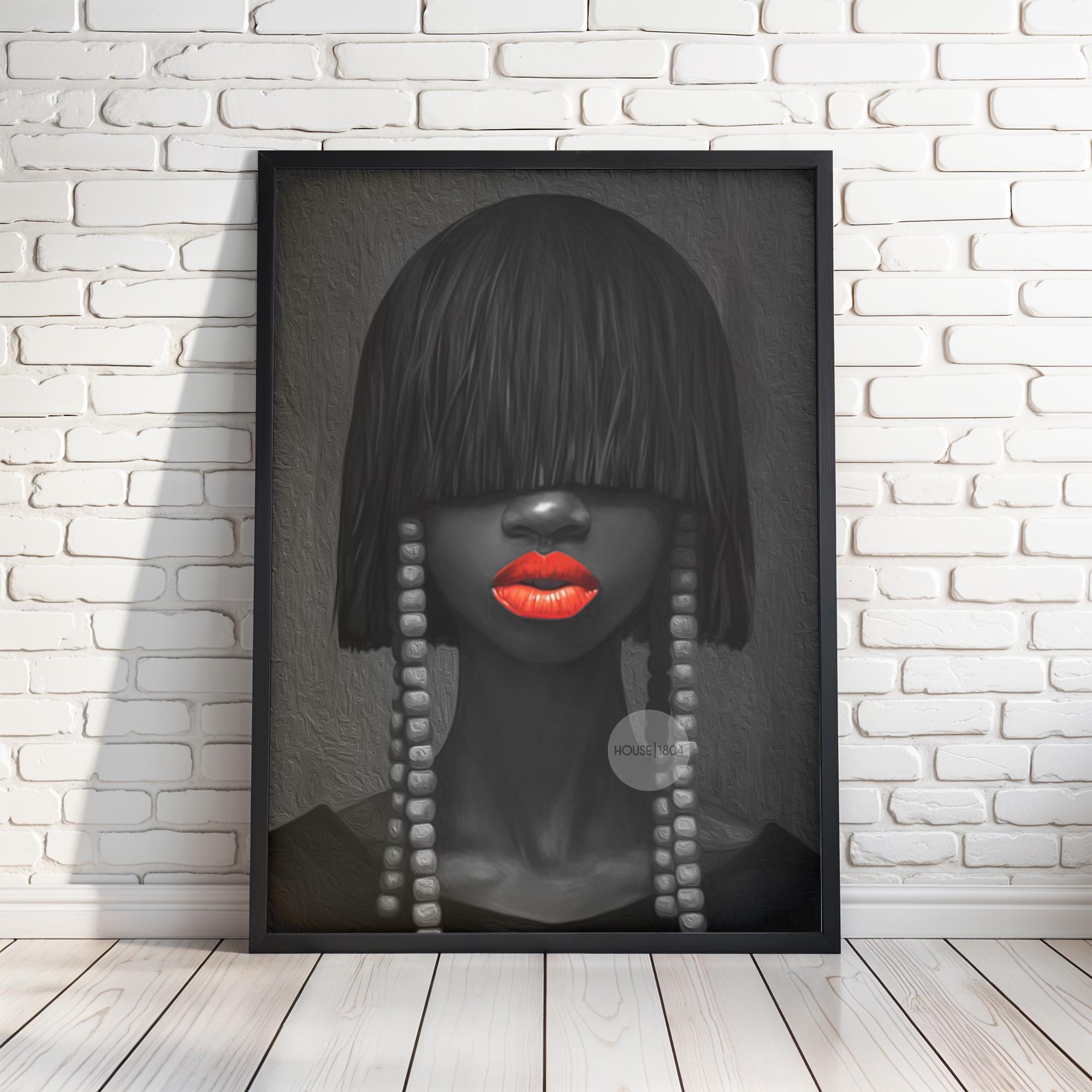 Black and White Afrocentric Woman Canvas Art