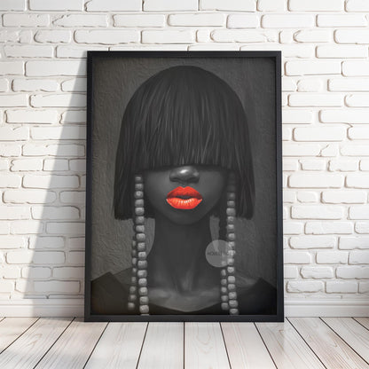 Black and White Afrocentric Woman Canvas Art