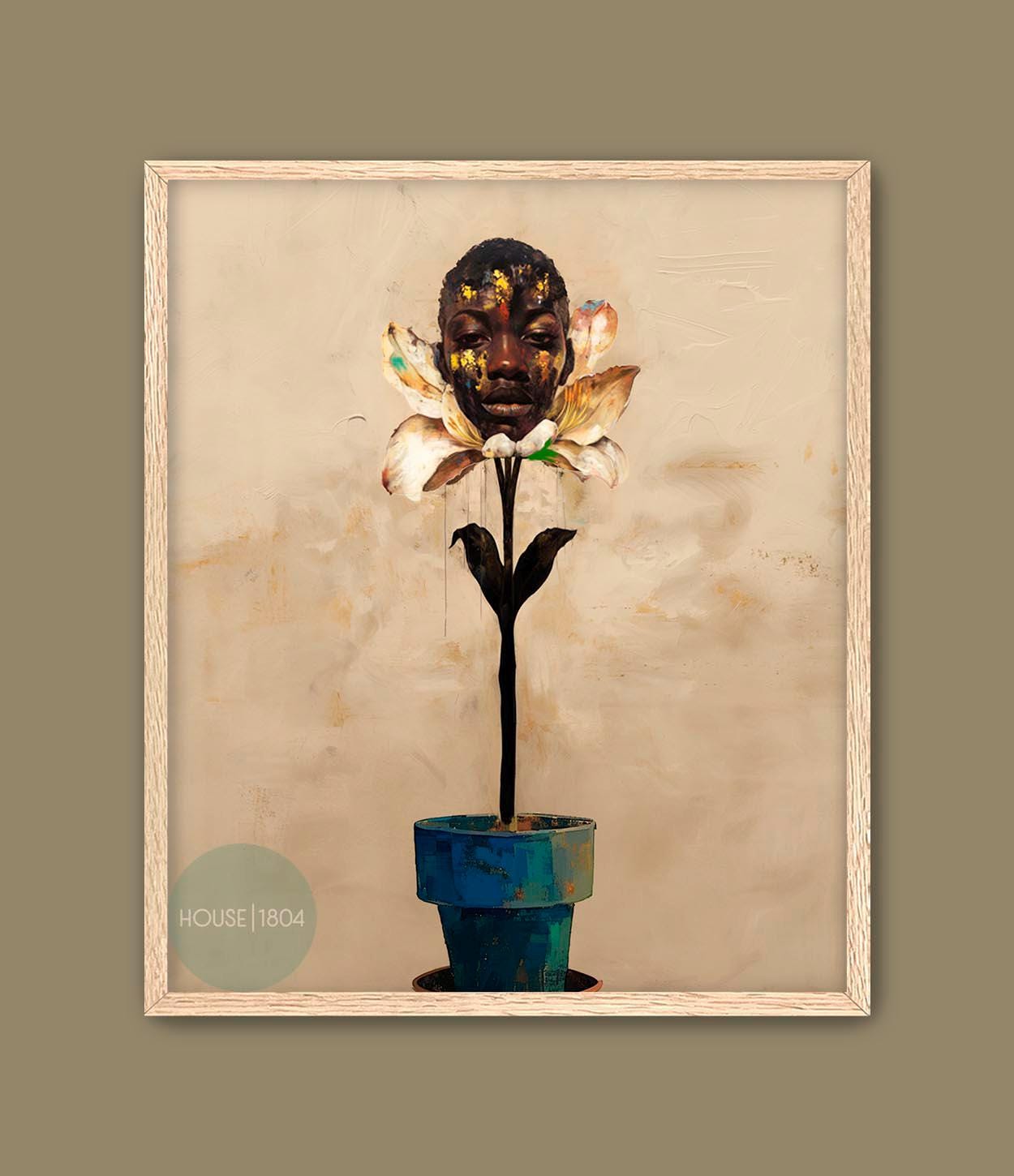 Abstract Black Women Art, Black Women Flower Head Poster, Abstract Flower Art, Black Woman Boho Wall Art, Black Woman Floral Art, Black Home