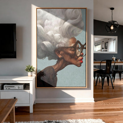 Afrocentric Wall Art Quirky Retro Grandma Portrait Canvas | Framed or Unframed