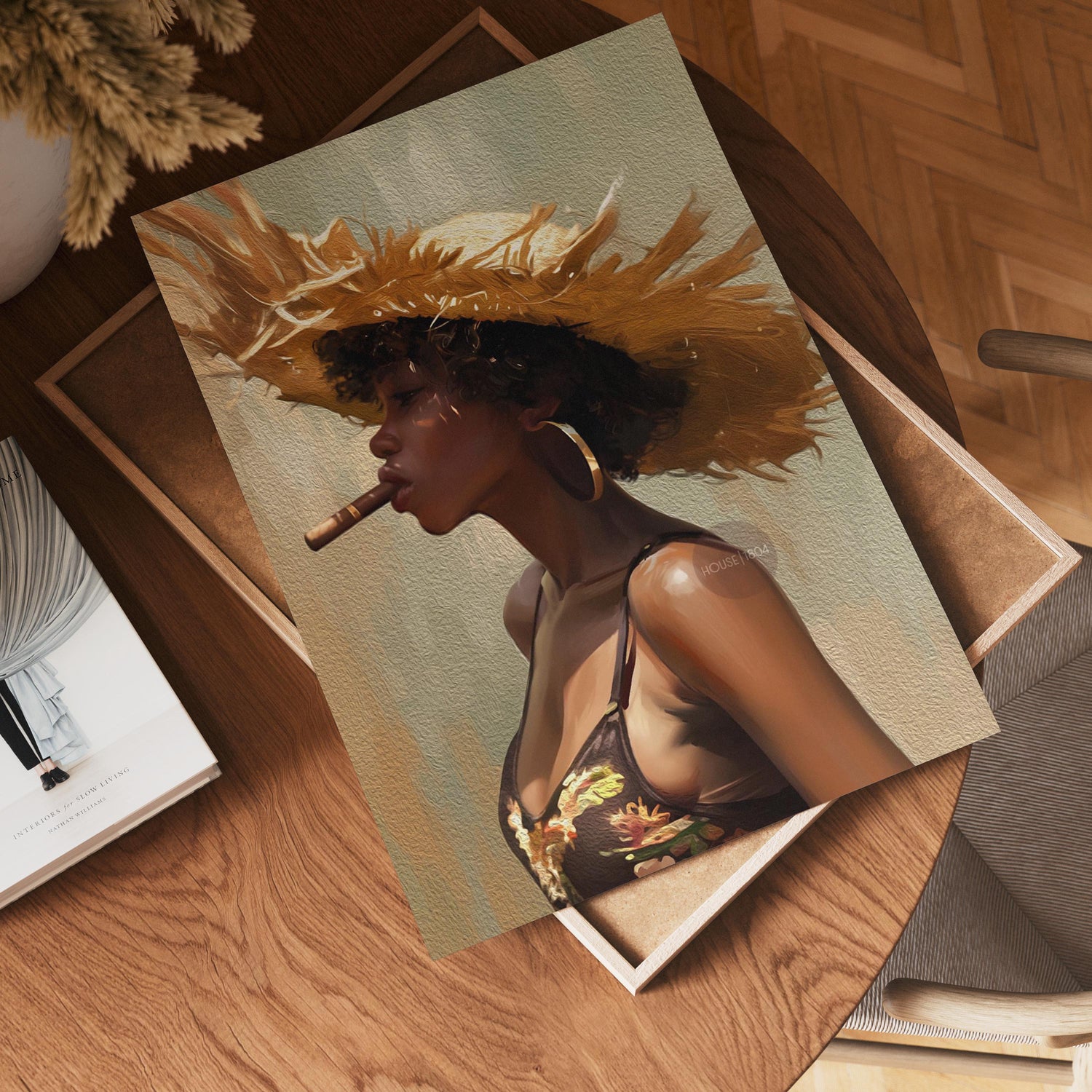 Caribbean Woman Smoking Cigar Canvas