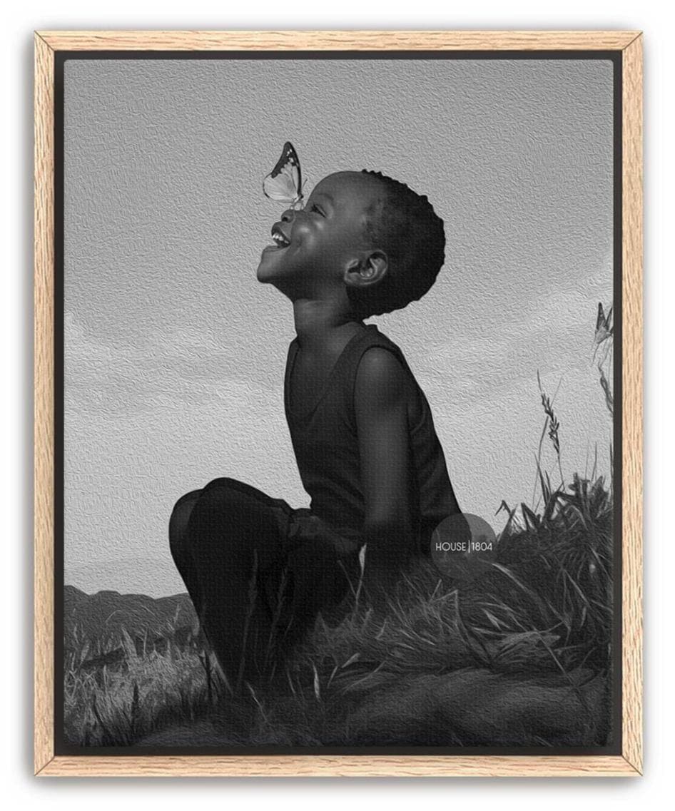 Black Boy Joy Art Canvas Framed, Black and White
