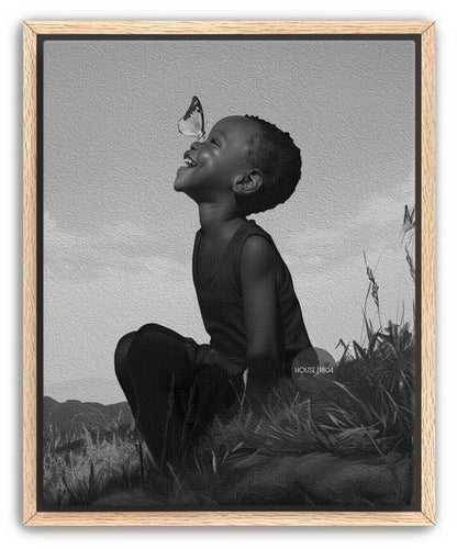 Black Boy Joy Art Canvas Framed, Black and White