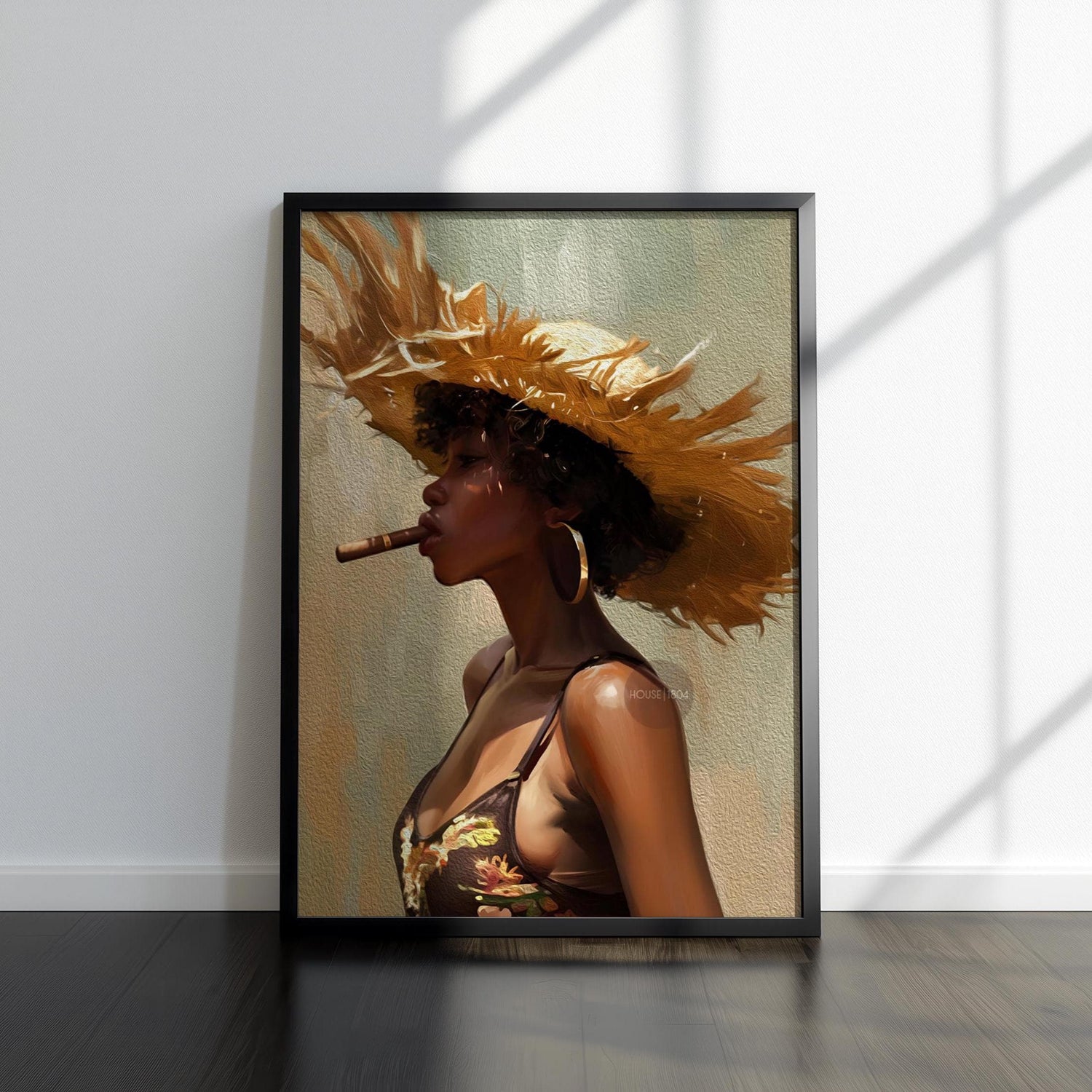 Caribbean Woman Smoking Cigar Canvas