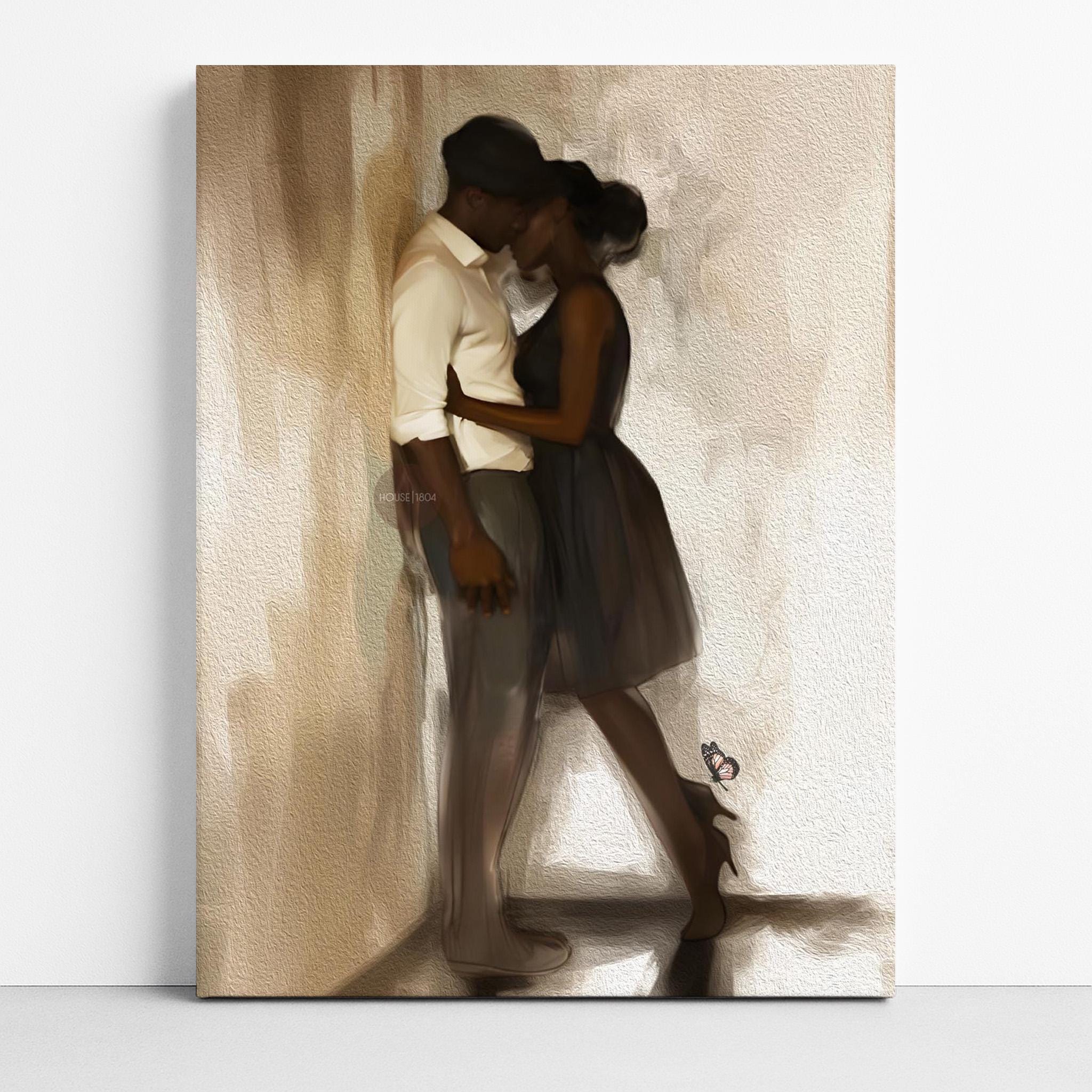 Black Love Art Print, African American Couple, Valentine&