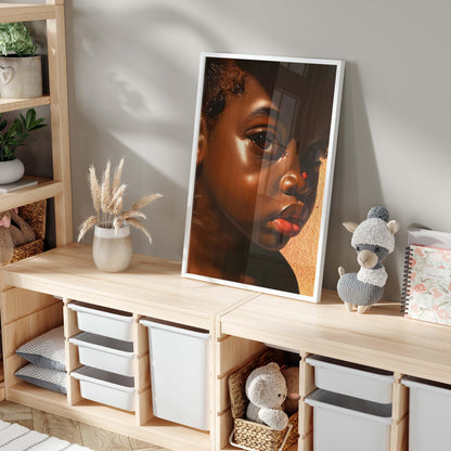 Black Girl Canvas Wall Art Prints, Little Black Girl Wall, Black Baby Girl Nursery, Black Girl Portrait, Black Child Poster, House of 1804