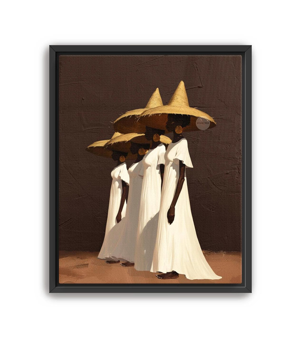 Afrocentric Women Wall Art, Minimalist Brown Canvas Print | Framed or Unframed