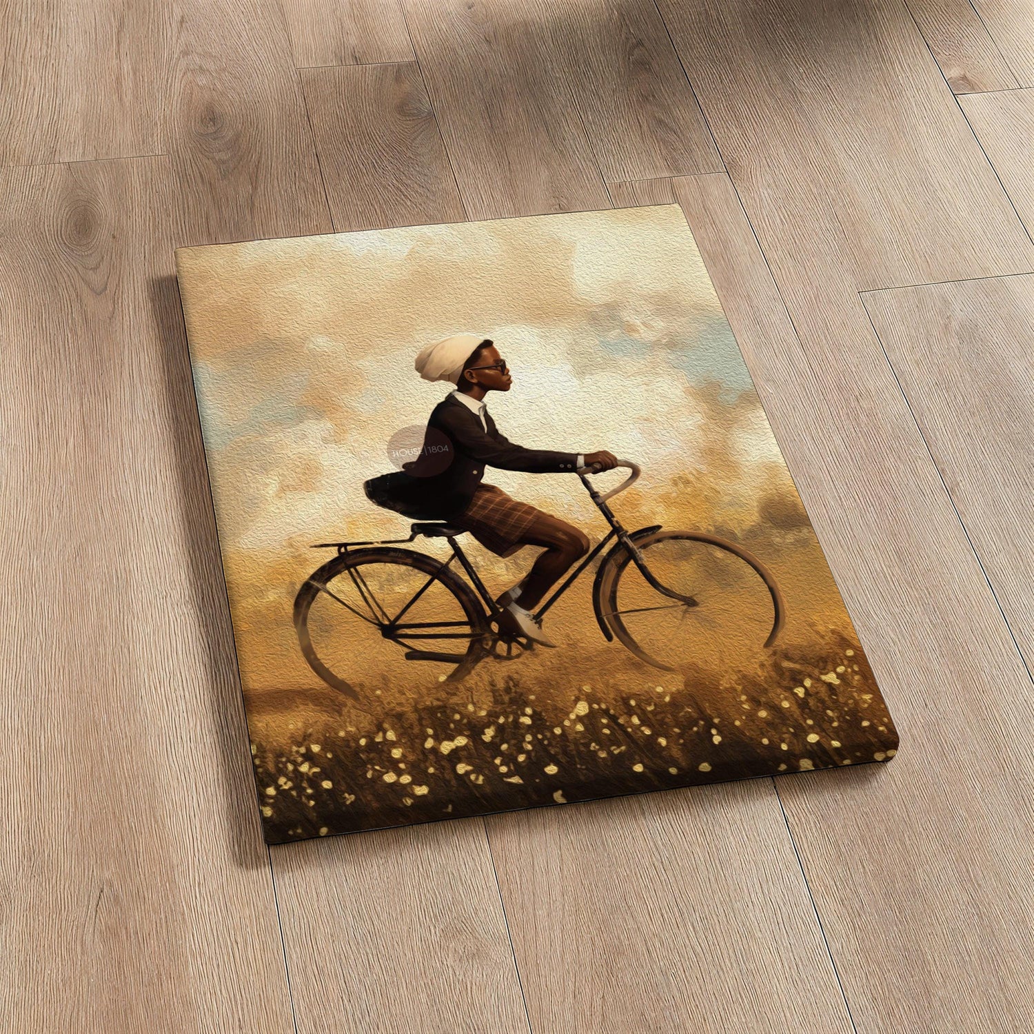 Black Boy Whimsical Framed Canvas Art