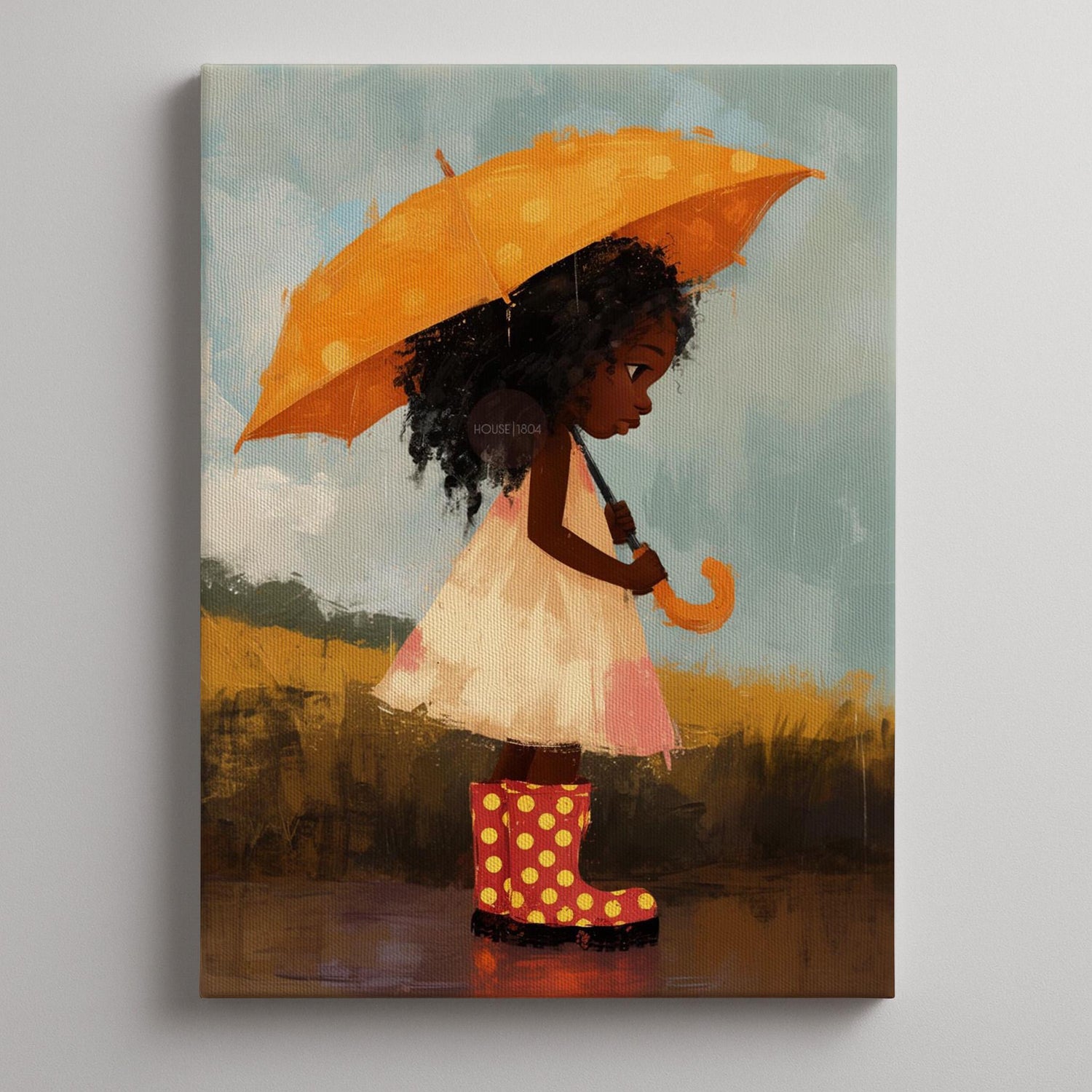 Little Black Girl Art Print, Nursery Decor, Moody Kid&