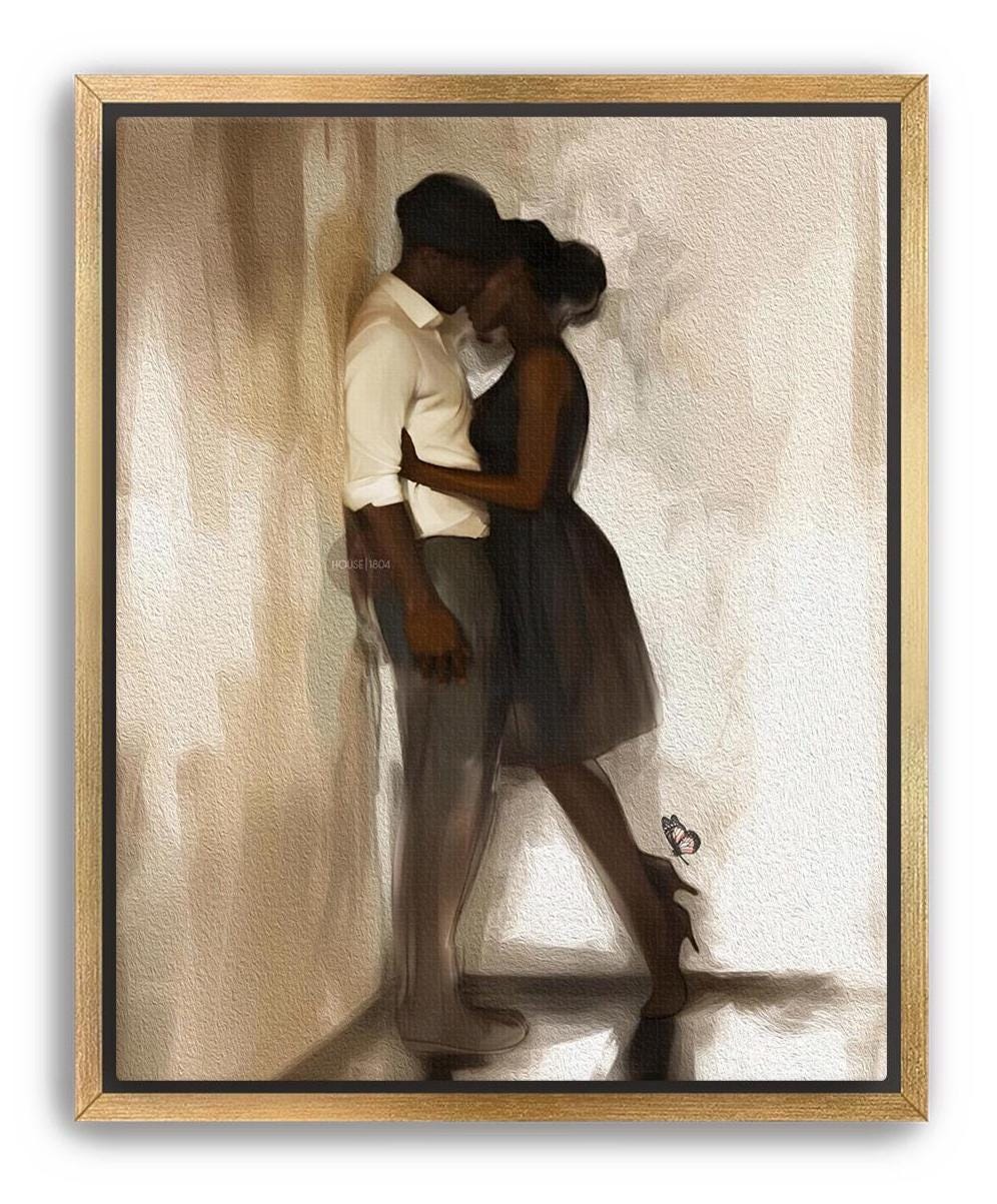 Black Love Art Print, African American Couple, Valentine&