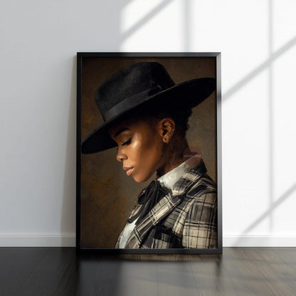 Black Woman Dandy Art - Afrocentric Wall Art | Vibrant Bohemian Dandy Artwork Canvas