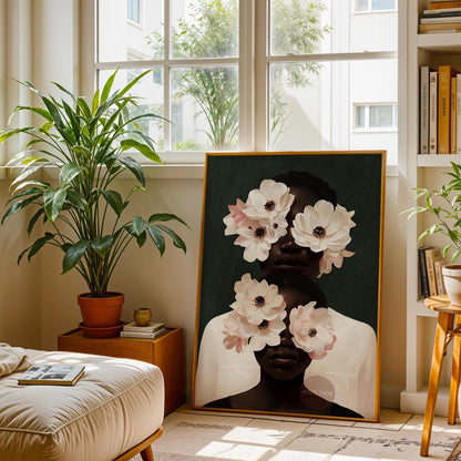 Black Mother and Daughter Canvas Wall Art: Motherhood, African American Family