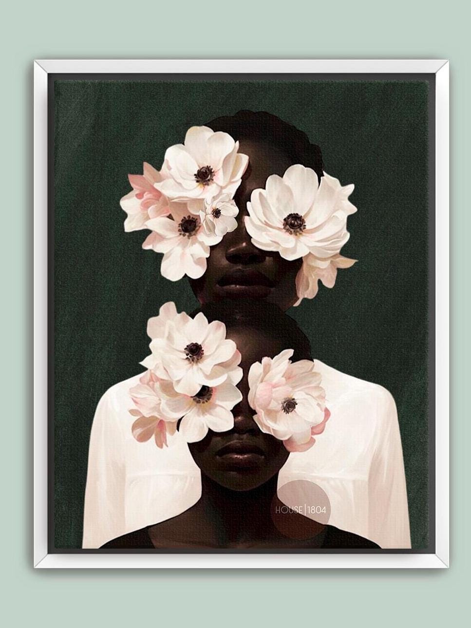 Black Mother and Daughter Canvas Wall Art: Motherhood, African American Family