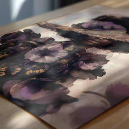Black Woman Art Print: Purple Floral Fashion Wall Decor