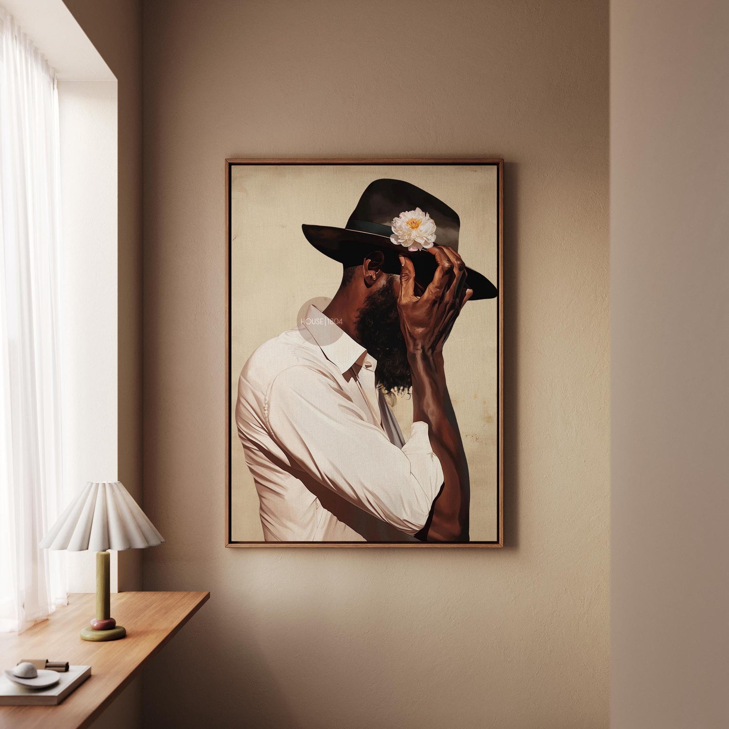 Black Man Portrait Art: Harlem Renaissance Art Print, Beige Background