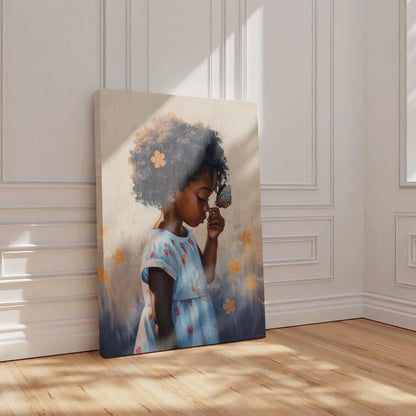 Black Kids Art Prints: African American Girl, Black Folk art, Kids Art Canvas Print