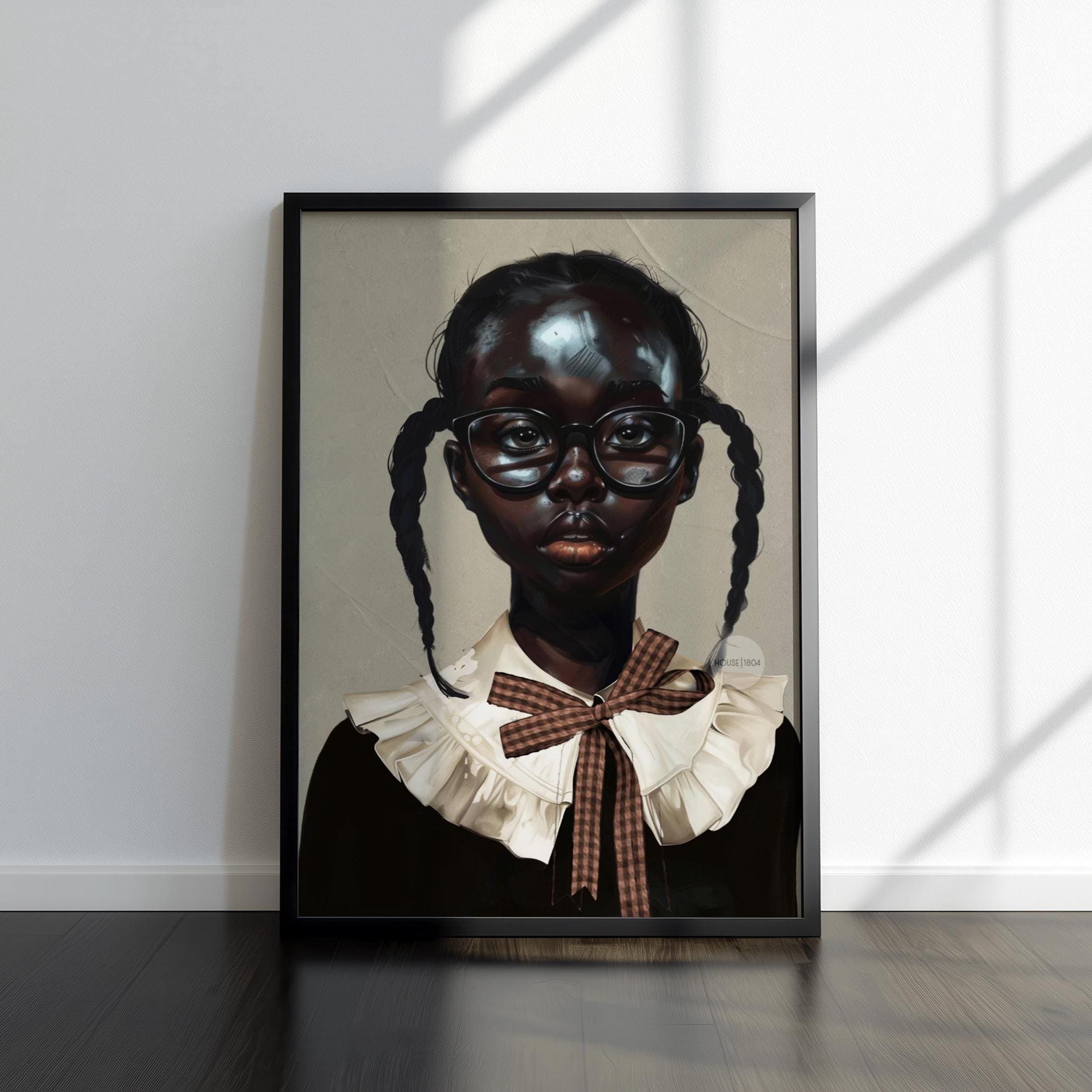 Black Girl Art Print | School Girl Framed Canvas Wall Art