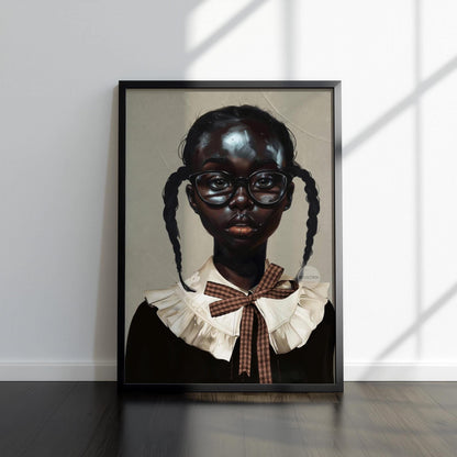 Black Girl Art Print | School Girl Framed Canvas Wall Art
