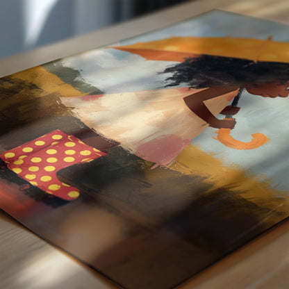 Little Black Girl Art Print, Nursery Decor, Moody Kid&