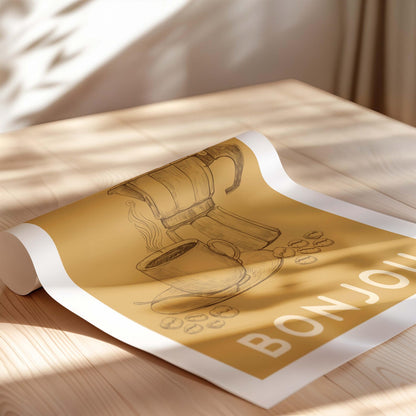 Bonjou Vintage Yellow Art Print