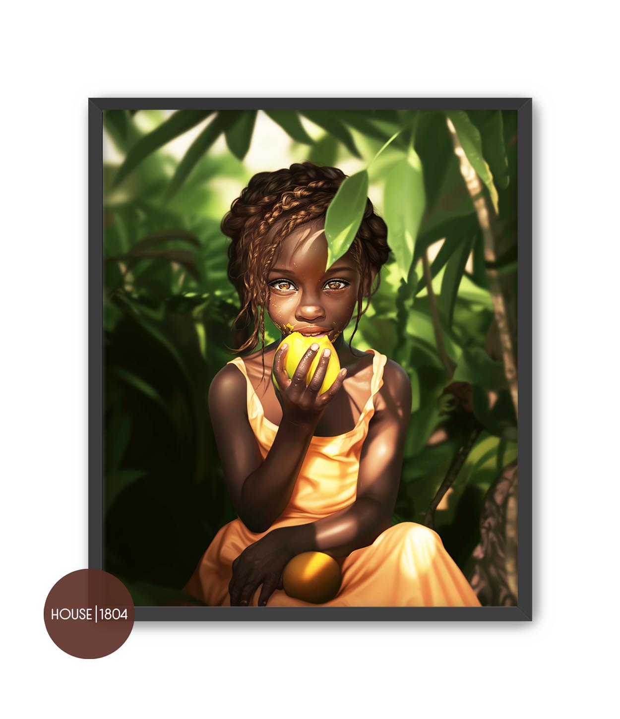 Black Girl Mango World Caribbean Art Print