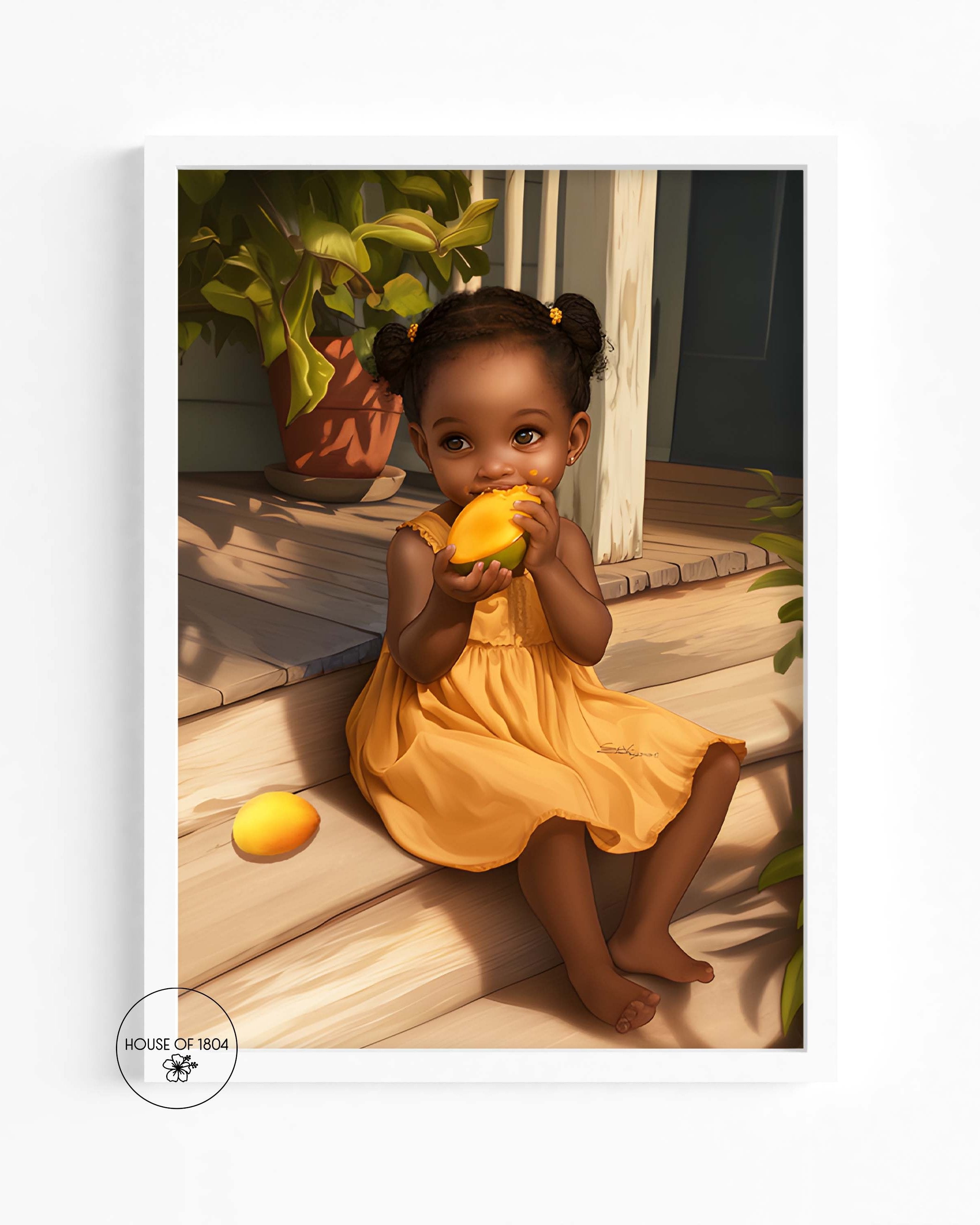 Baby Girl Mango Caribbean Art Print