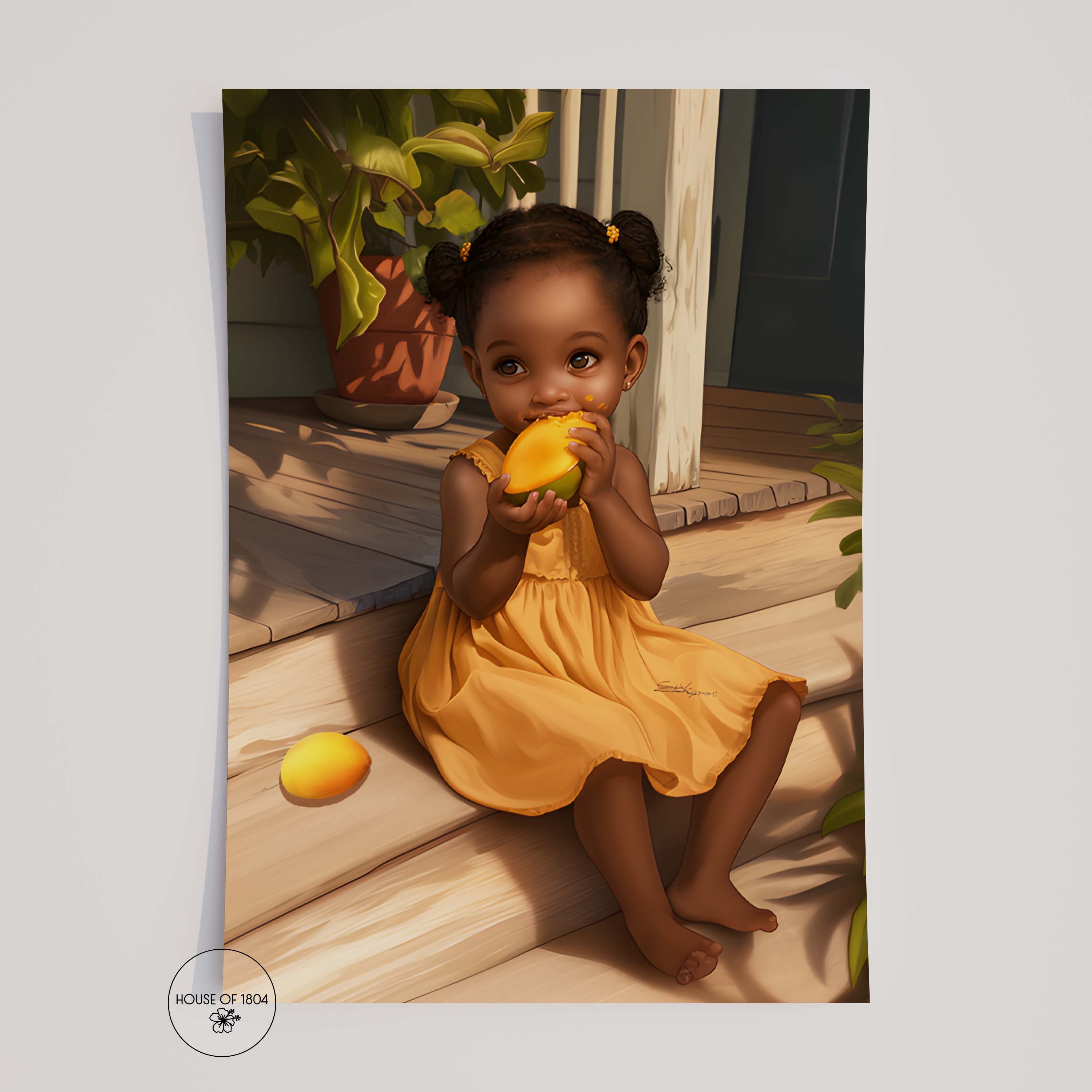 Baby Girl Mango Caribbean Art Print