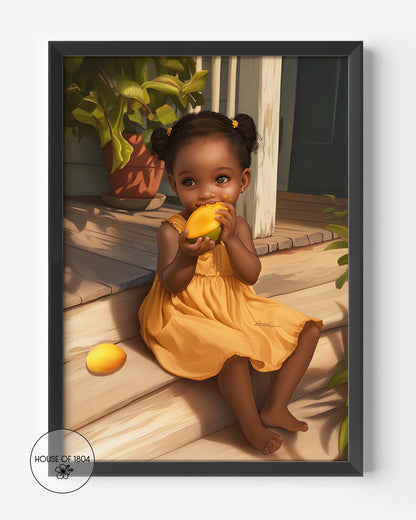 Baby Girl Mango Caribbean Art Print