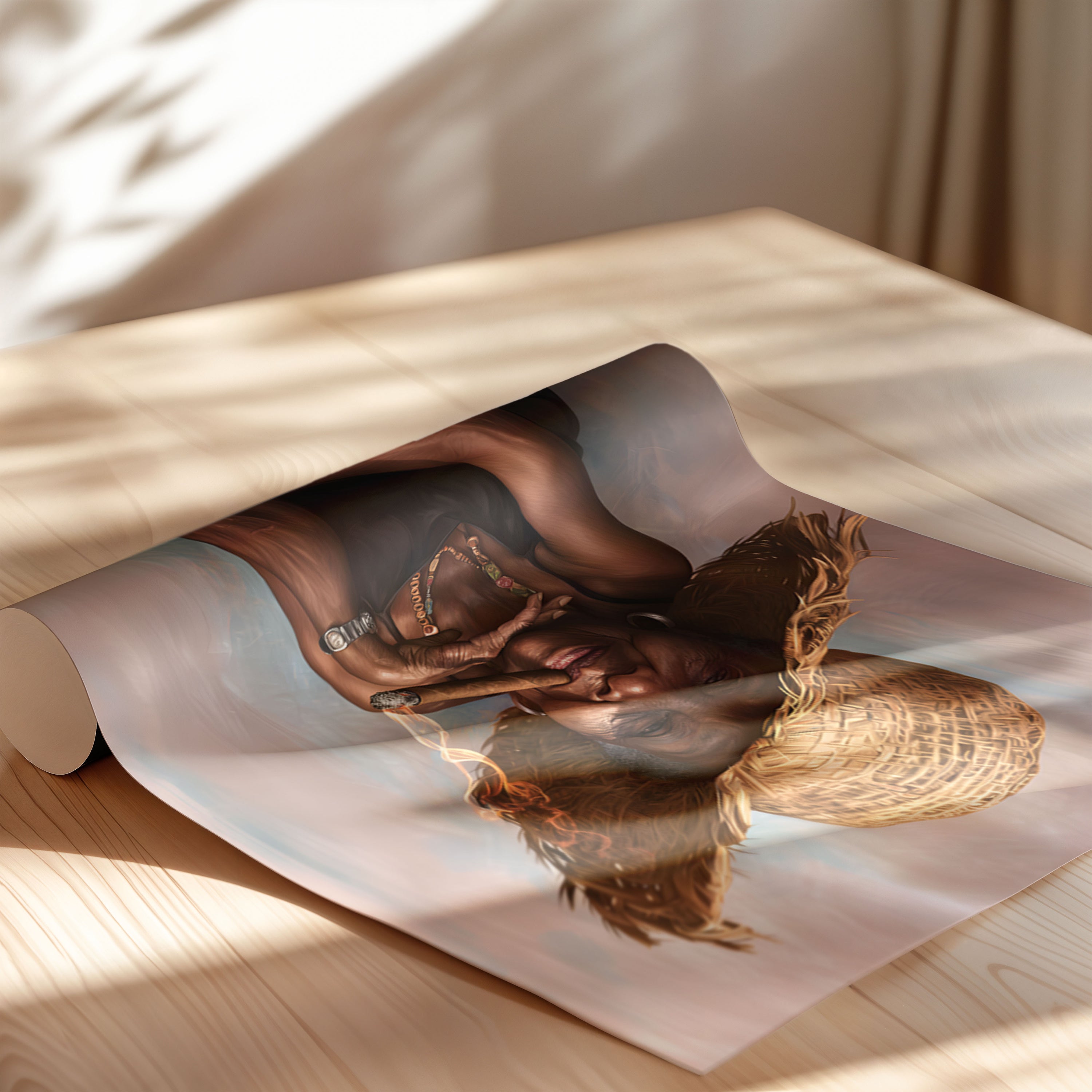 Black Woman Elder Canvas Art, Caribbean Inspired