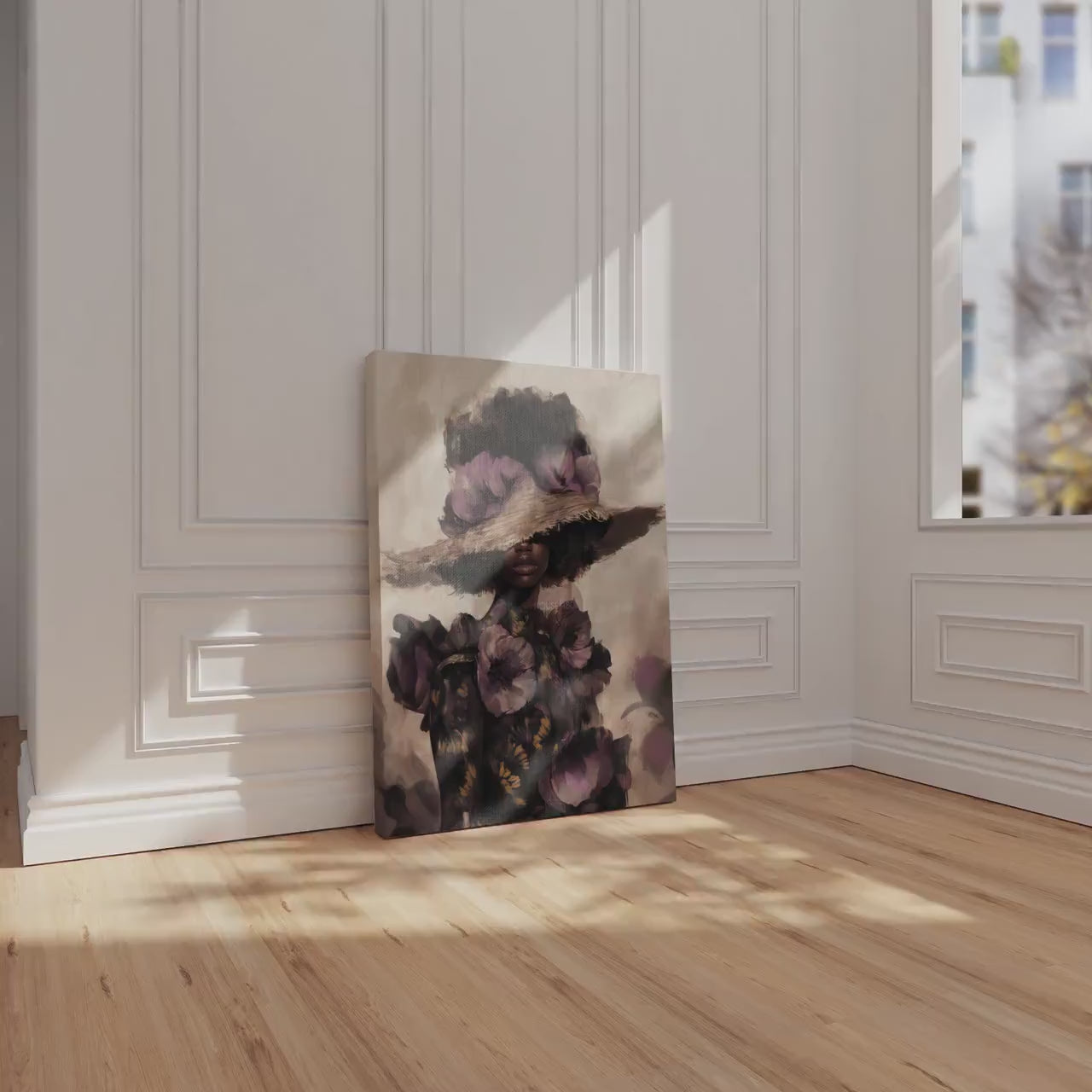 Black Woman Art Print: Purple Floral Fashion Wall Decor