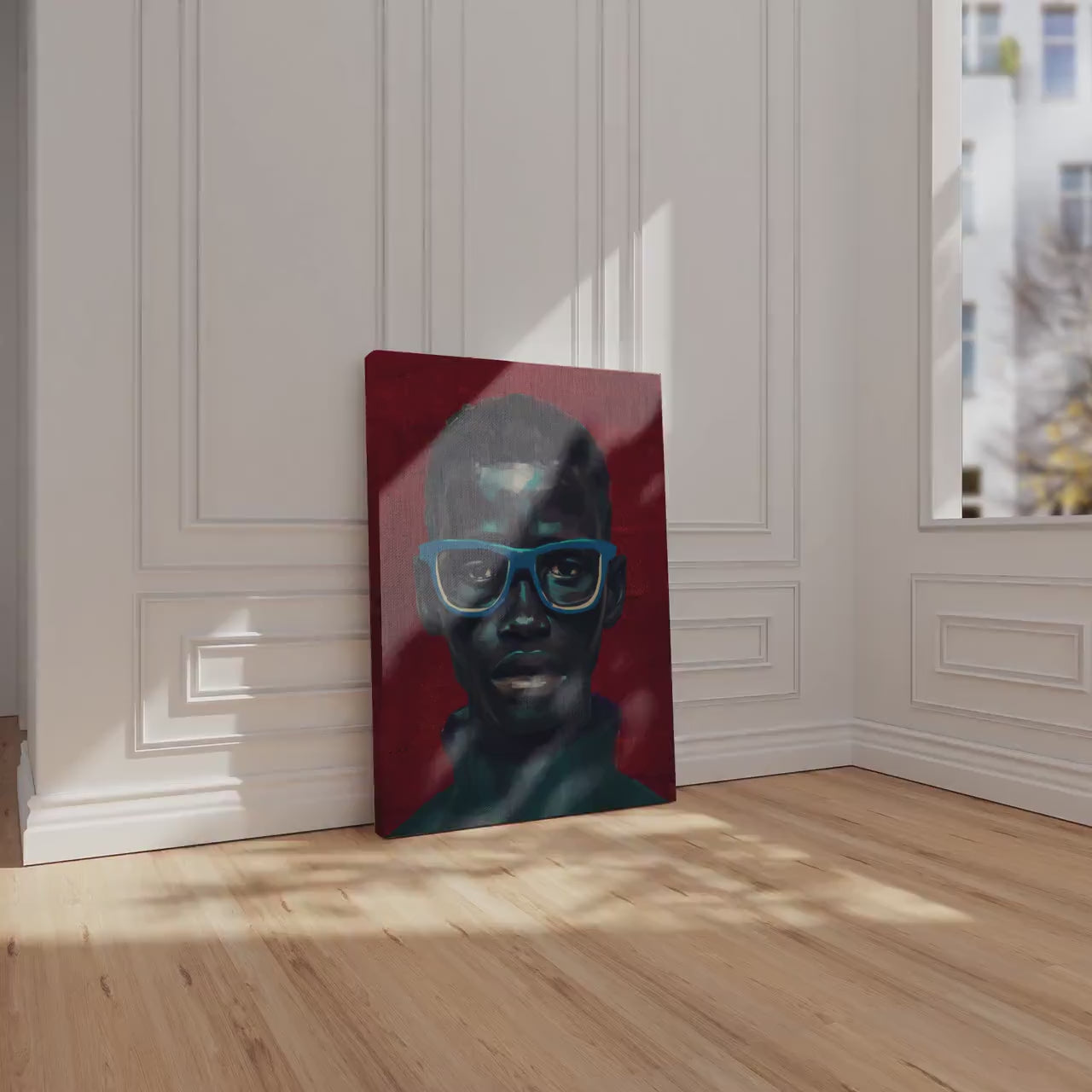 Black Man Art Canvas, Black Man Blue Wall Art, Black Man Portrait Art, Modern African American Wall Art, Black Man in Red and Blue Modern