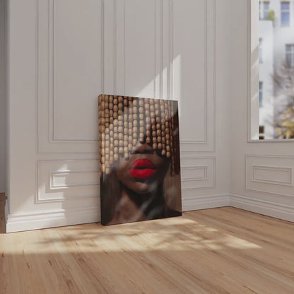 Black Woman Art Print: Beaded Headpiece Wall Art, Bold Black Woman Wall Art, Black Interior Design Print, African American Canvas Decor