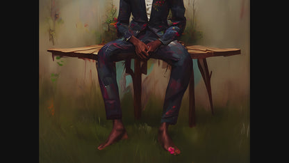 Black Man Flower Beard Canvas Art Print