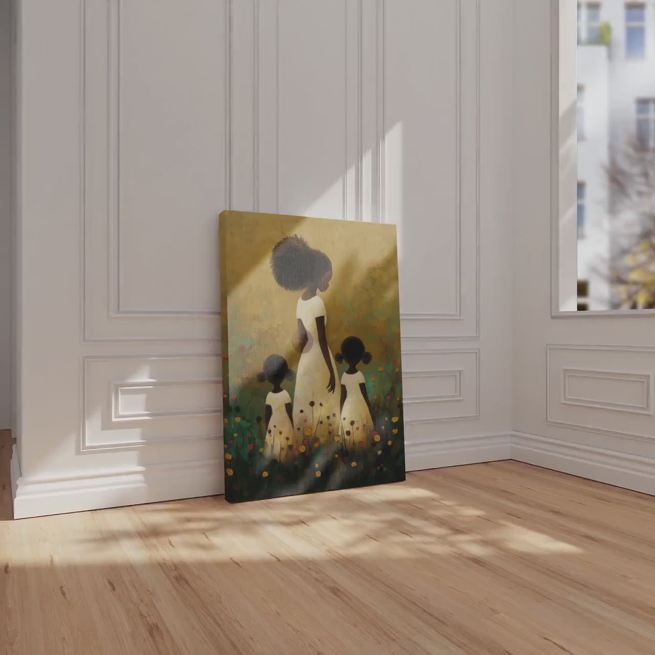 Motherhood Framed Canvas Art, Two daughters
