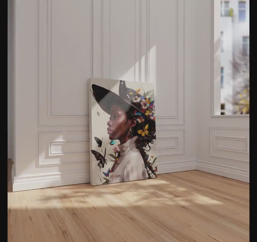 Black Woman Floral Wall Art Print