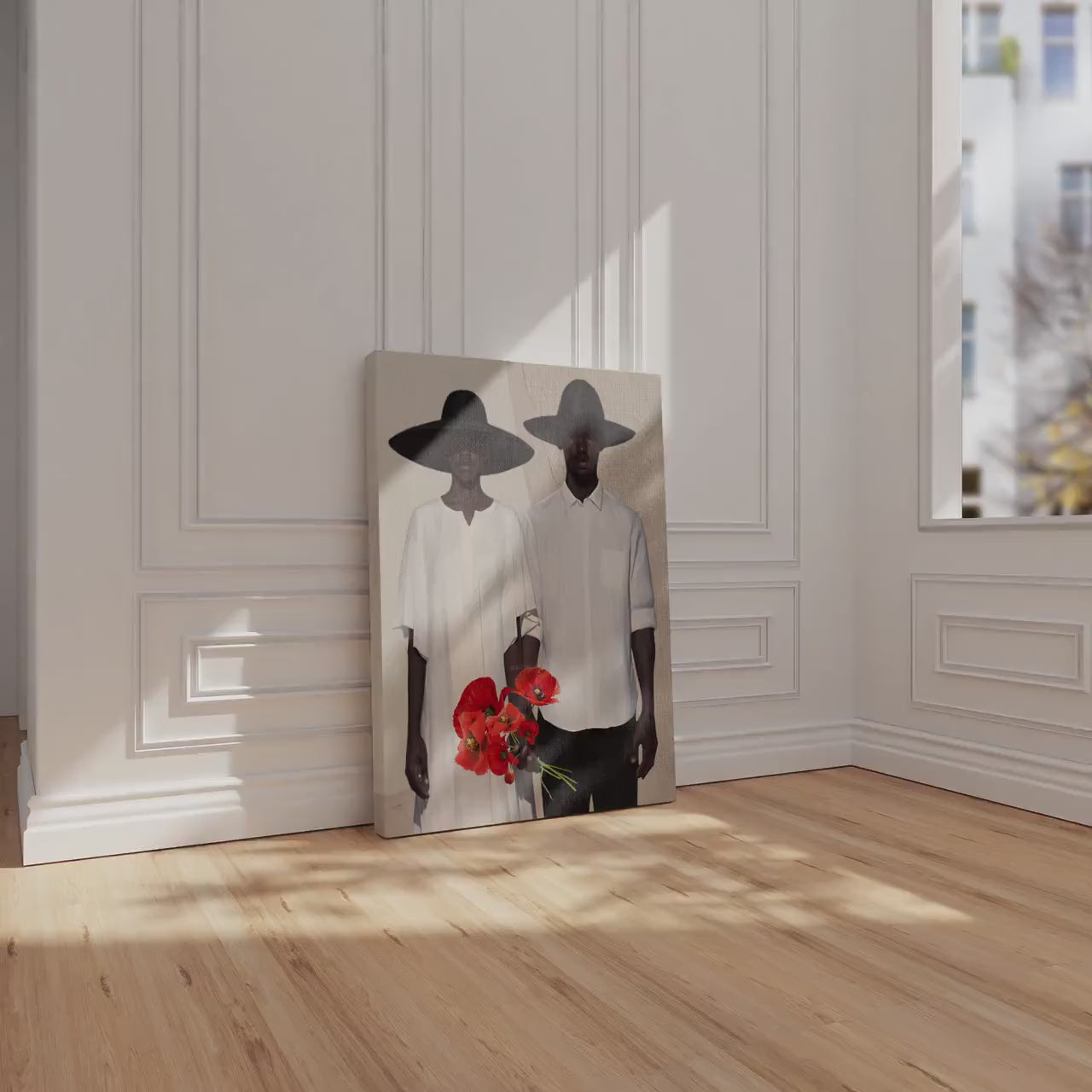 Afrocentric Couple Art Print: Black Love, Modern Poppies