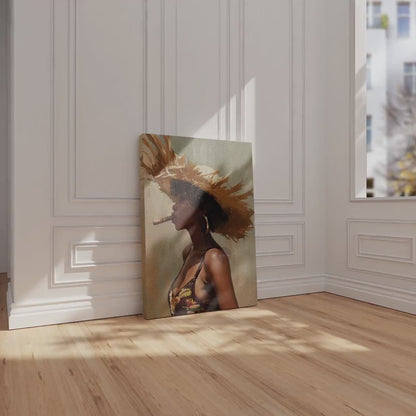 Caribbean Woman Smoking Cigar Canvas