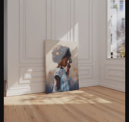 Black Kids Art Prints: African American Girl, Black Folk art, Kids Art Canvas Print